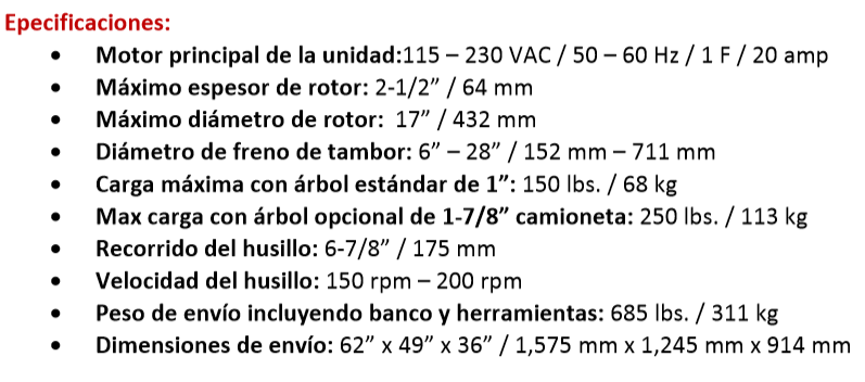 rectificador de frenos marca ranger modelo rl 8500 1