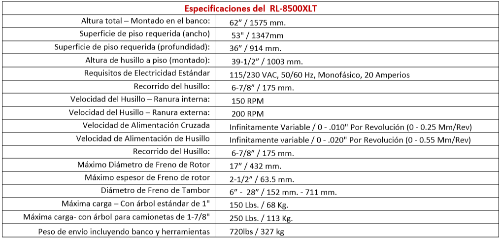 rectificador de frenos marca ranger modelo rl 8500xt 1